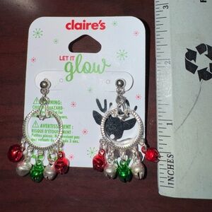 Claire's Let It Glow Festive Jingle Bell Earrings Christmas Holiday Dangle